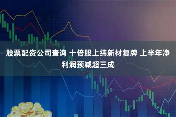 股票配资公司查询 十倍股上纬新材复牌 上半年净利润预减超三成