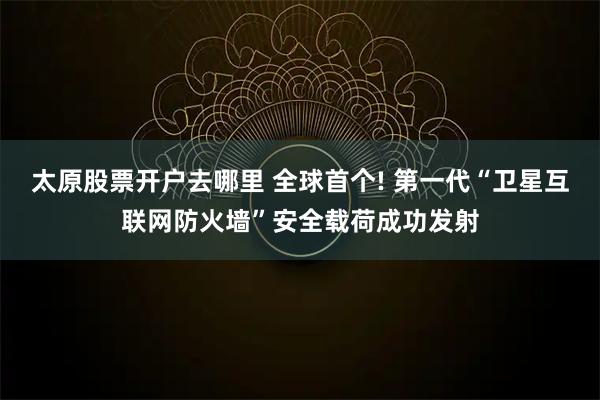 太原股票开户去哪里 全球首个! 第一代“卫星互联网防火墙”安全载荷成功发射