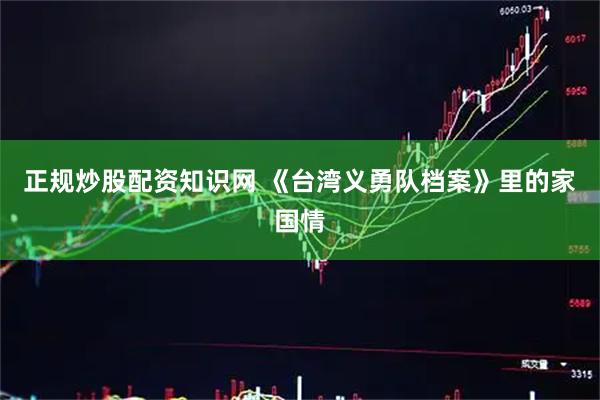正规炒股配资知识网 《台湾义勇队档案》里的家国情