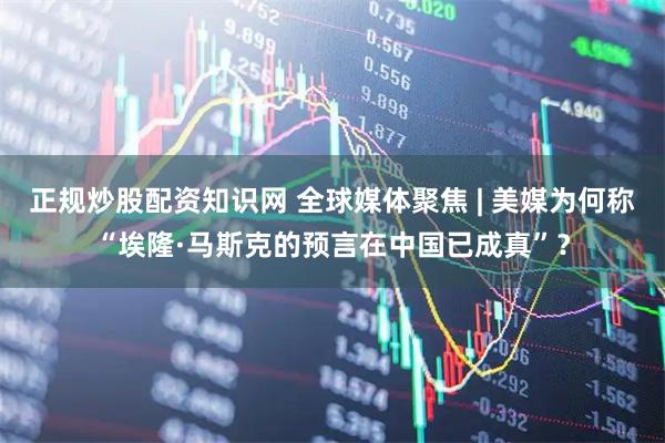 正规炒股配资知识网 全球媒体聚焦 | 美媒为何称“埃隆·马斯克的预言在中国已成真”？
