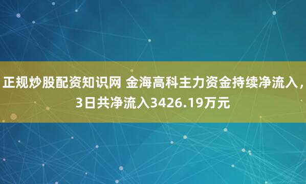 正规炒股配资知识网 金海高科主力资金持续净流入，3日共净流入3426.19万元